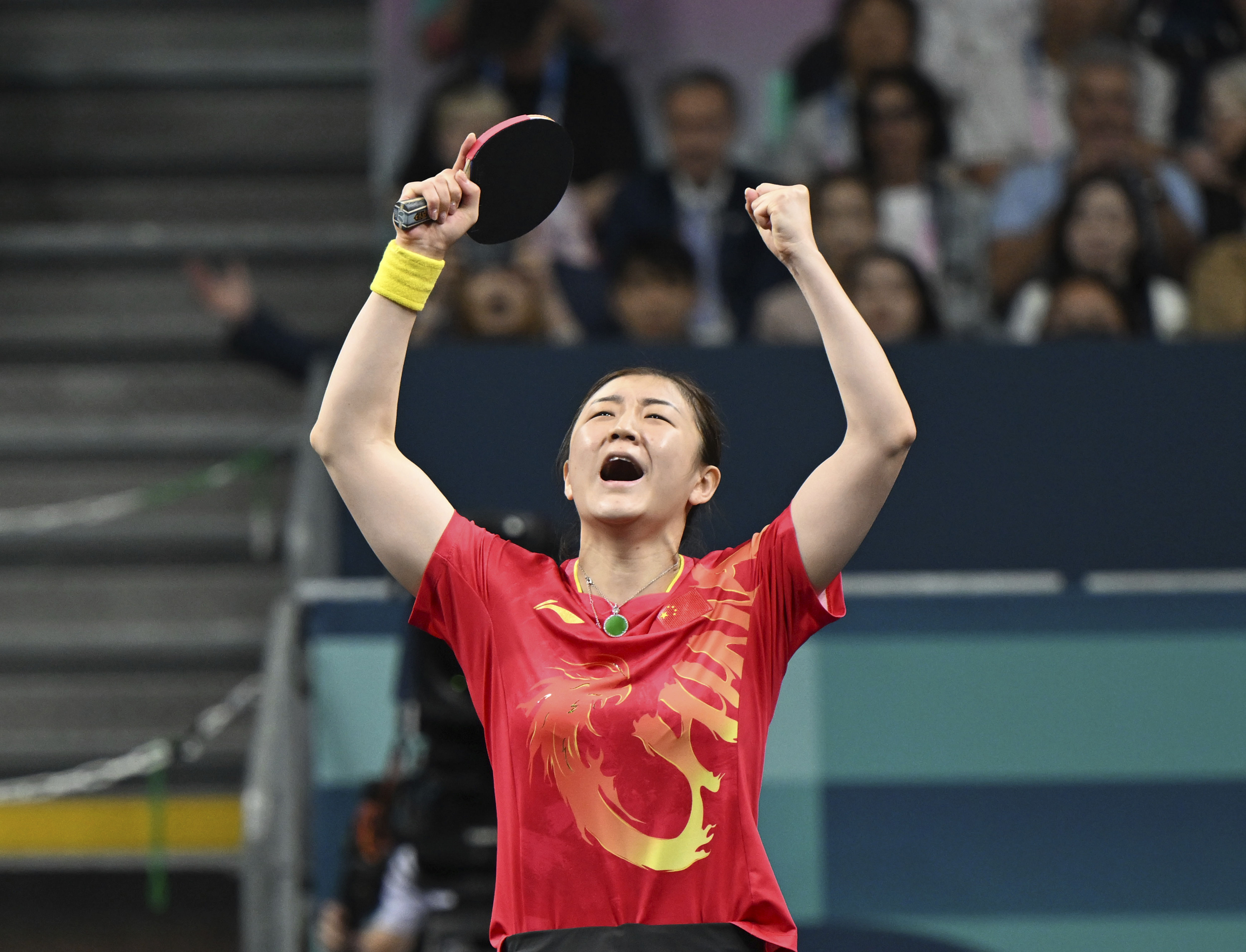 ▲中國桌球女單選手陳夢巴黎奧運衛冕成功。（圖／達志影像／美聯社）