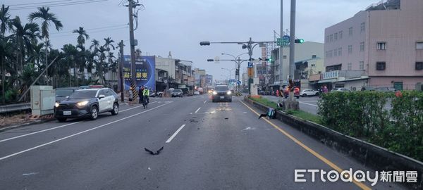 ▲屏東市和生路一段發生行人與機車交通事故             。（圖／記者陳崑福翻攝）