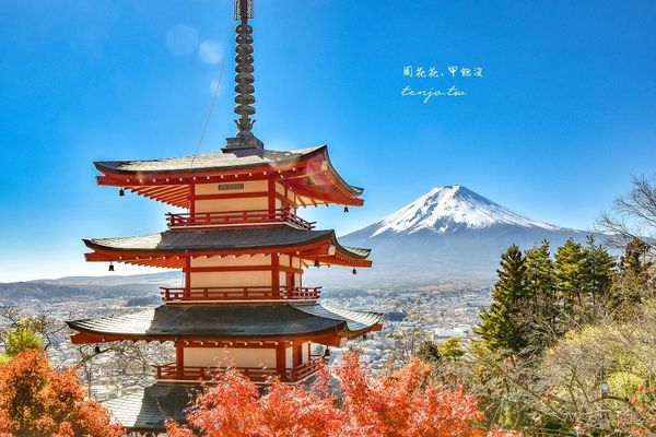 ▲▼爬上398層階梯眺望絕美富士山景！紅葉層層堆疊宛如仙境、超出片。（圖／部落客周花花提供）