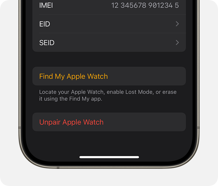 Option to unpair Apple Watch