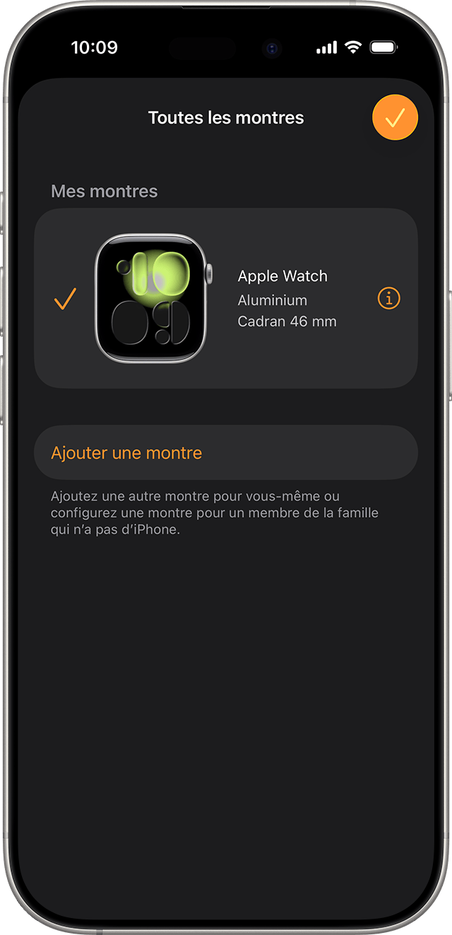 L’écran de l’iPhone affiche Toutes les montres dans l’app Apple Watch
