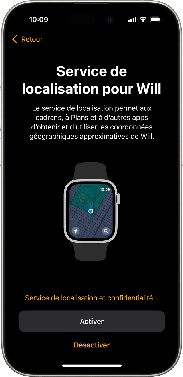 iPhone affichant l’écran de configuration de l’objectif « Bouger » quotidien de l’Apple Watch
