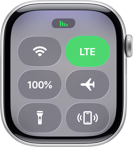 אות סלולרי מלא ב'מרכז הבקרה' ב-Apple Watch.