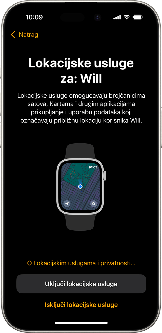 iPhone s prikazom zaslona za postavljanje dnevnog cilja kretanja za Apple Watch