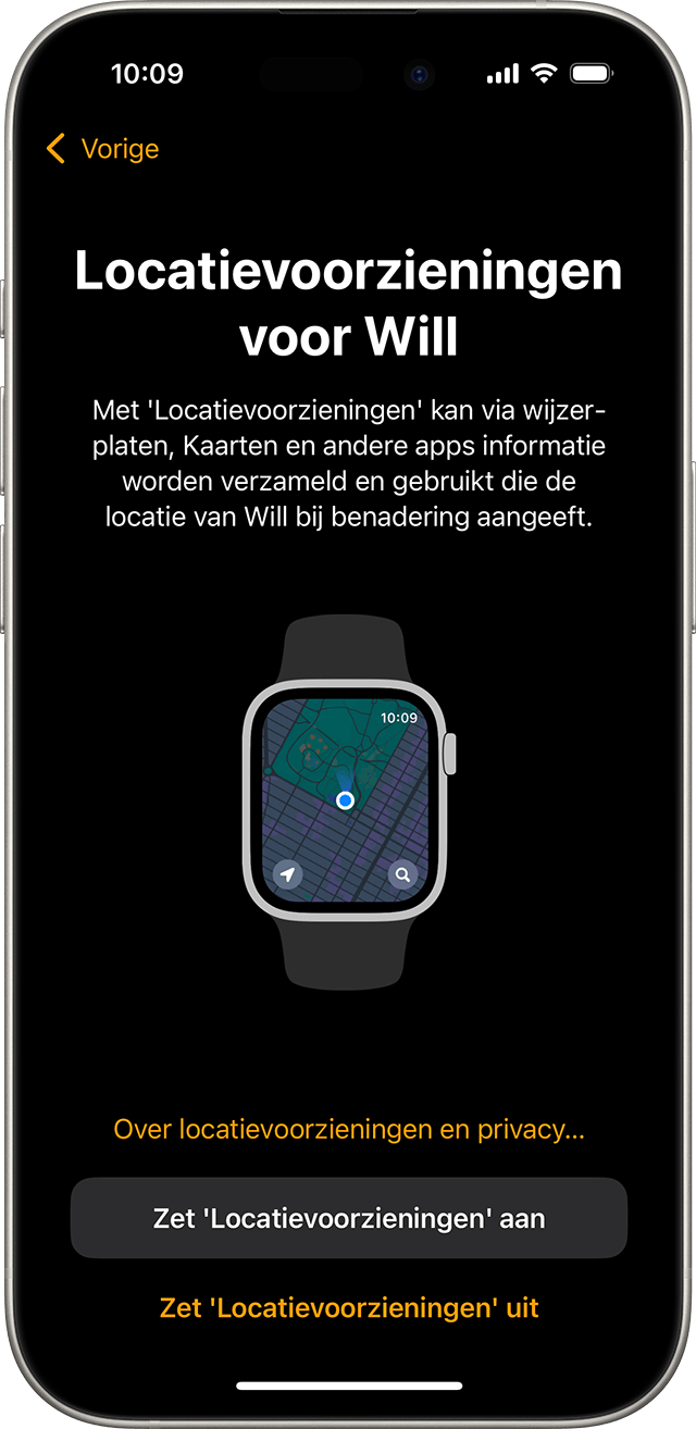 iPhone met het scherm voor het instellen van het dagelijkse bewegingsdoel op de Apple Watch