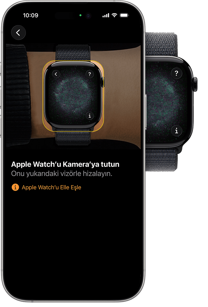 Eşleme sırasında Apple Watch ile hizalanmış iPhone