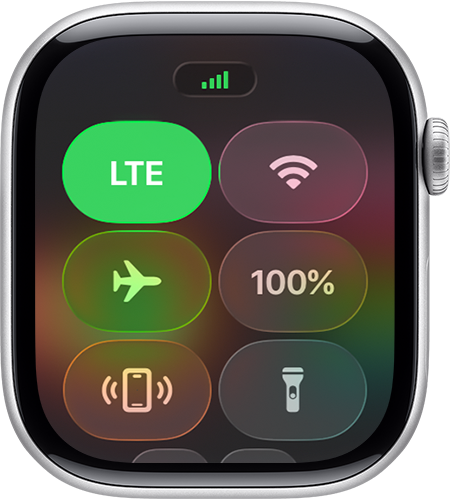 Full cellular signal in Control Center on Apple Watch.