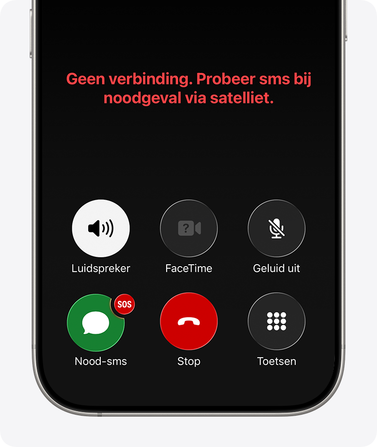 Als je geen mobiel bereik en geen wifi hebt, kun je via satelliet een sms-bericht sturen naar de hulpdiensten.