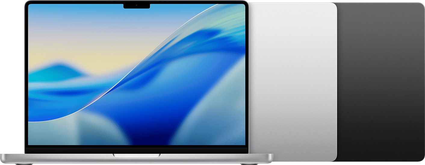MacBook Pro (14-inch, M5) in Silver and Space Black.