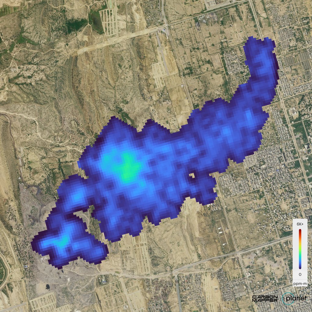 The Carbon Mapper Coalition’s Tanager-1 satellite on Sept. 19, 2024, captured data over Karachi, Pakistan