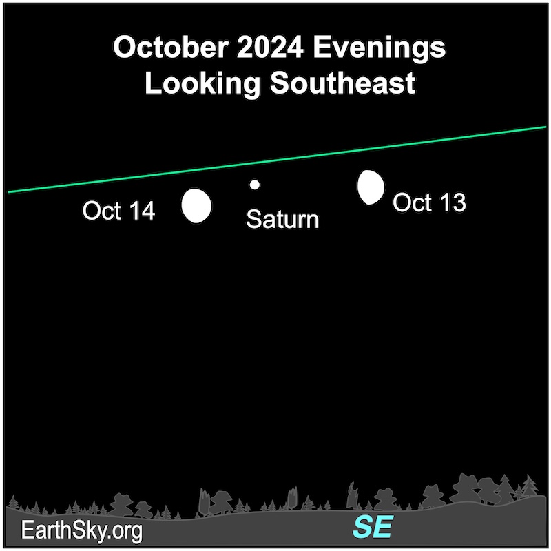 Moon on October 13 and 14 near Saturn.