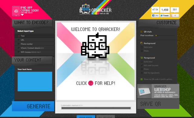 QRhacker 製作個性化、可置入文字、網址的 QR Code