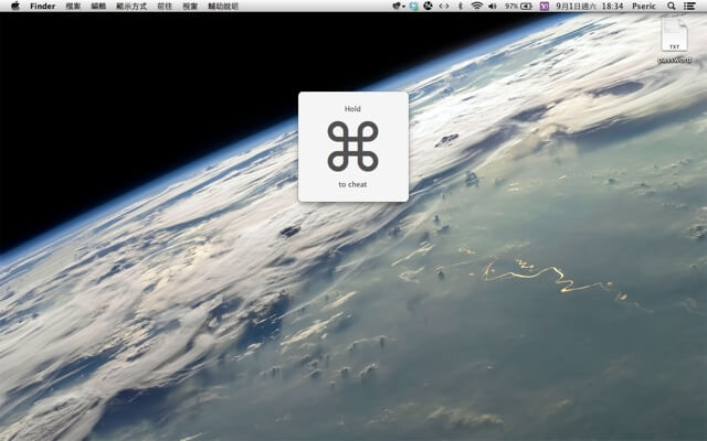 [Mac] CheatSheet 按住「蘋果鍵」顯示應用程式的快速鍵清單