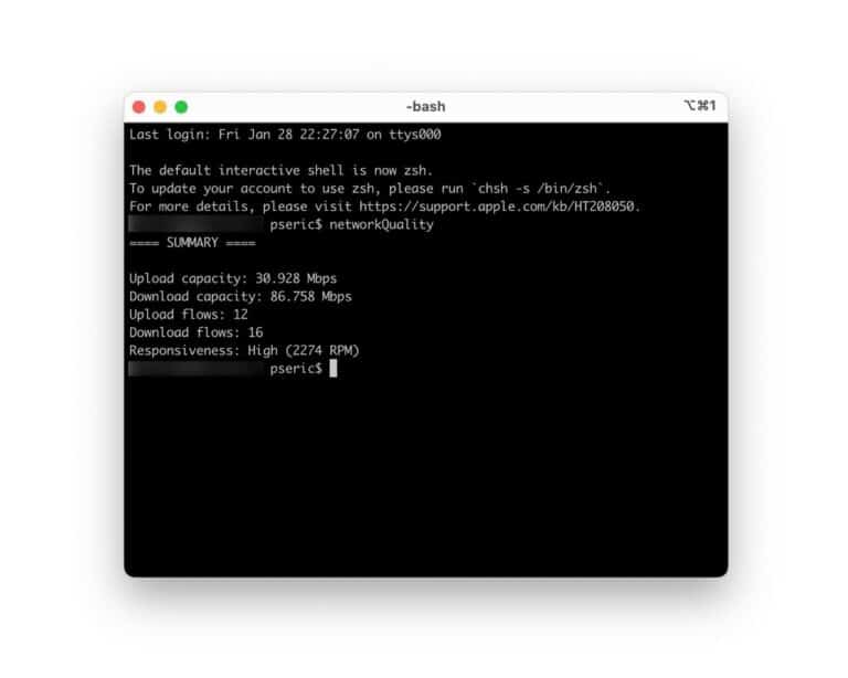 macOS 內建網路測速工具，輸入指令就能測出上下傳速度和網路品質