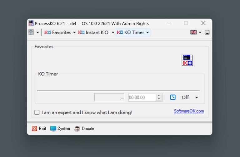 ProcessKO 免安裝免費 Windows 工具，可快速終止或定時關閉程式