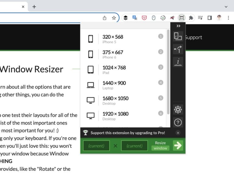 Window Resizer 快速調整瀏覽器大小，輕鬆模擬各種裝置螢幕尺寸（Chrome 擴充功能）