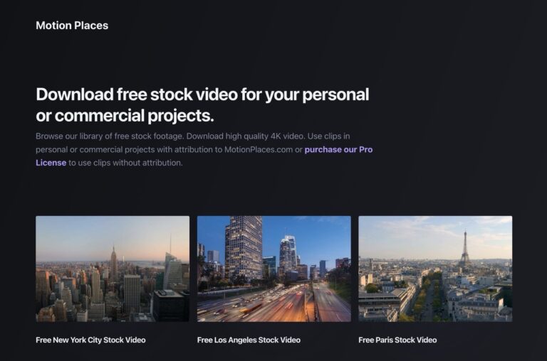 Motion Places：免費高畫質影片素材平台推薦，適用於個人及商業用途