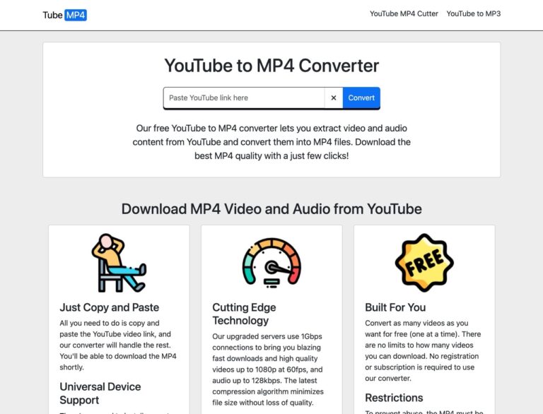 TubeMP4：免費高畫質 YouTube 影片下載器，支援 MP3 轉檔和線上剪輯功能