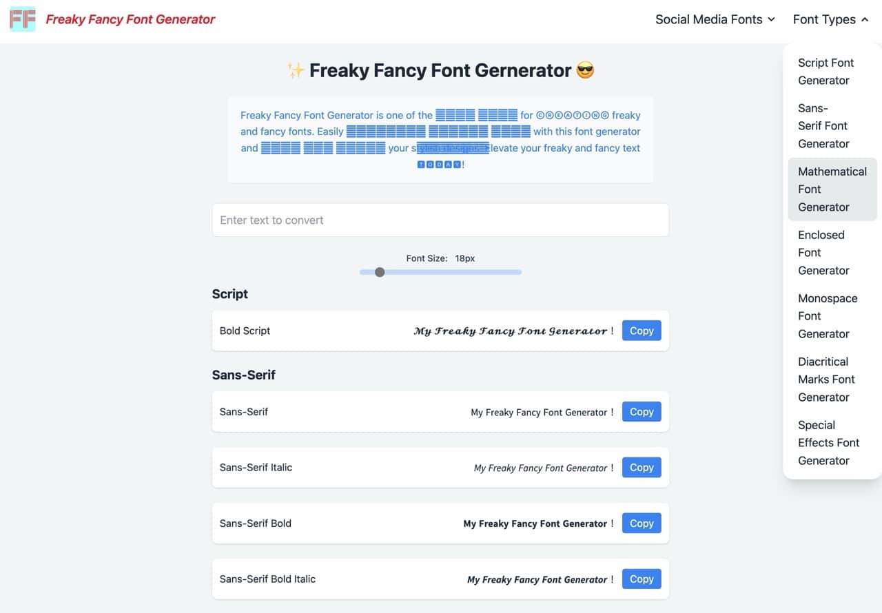 Freaky Fancy Font Gernerator