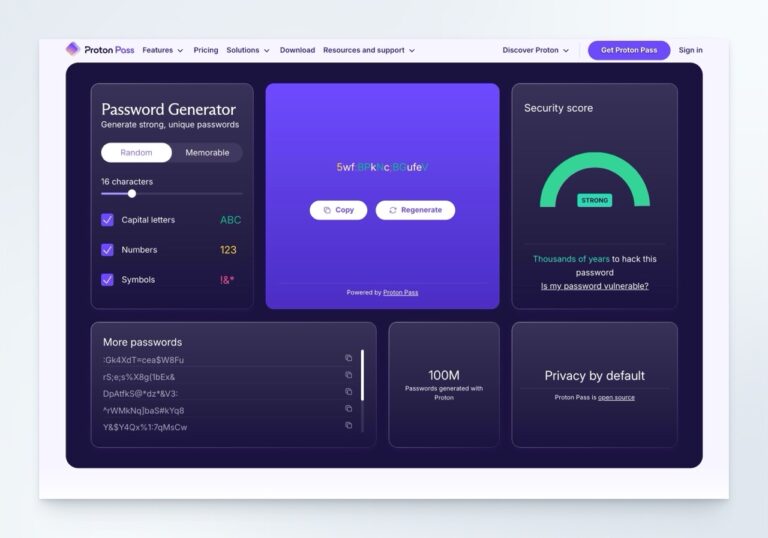 Proton 密碼產生器：免費、安全且開源的密碼生成工具，獲取各種高強度密碼組合