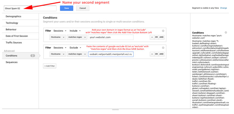 Google Analytics - Adding Segments to Stop Ghost Spam