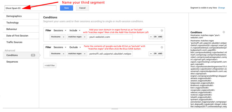 Google Analytics - Adding Segments to Stop Ghost Spam