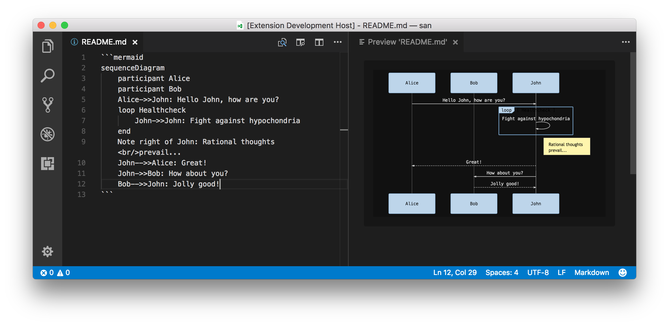 A mermaid diagram in VS Code's built-in markdown preview