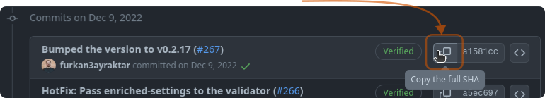 github copy full sha
