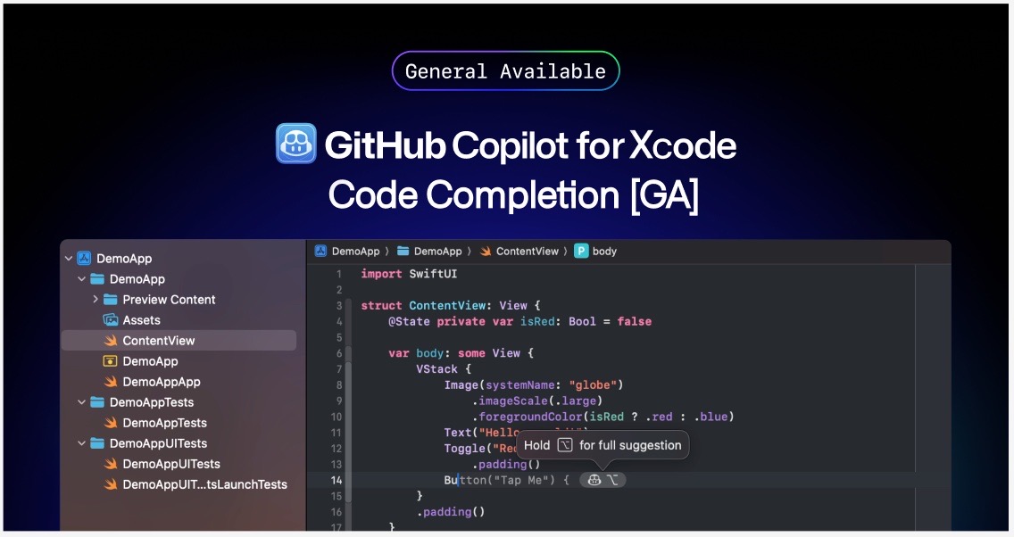 GitHub Copilot for Xcode code completion [GA]