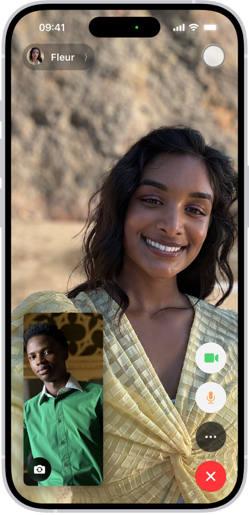 iPhone 上的 FaceTime 通话。
