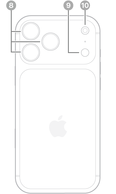 De achterkant van de iPhone 17 Pro Max. De camera aan de achterkant en de flitser zitten linksbovenaan.