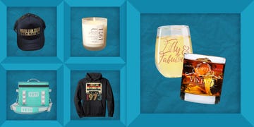 hat, candle, wine glass, whiskey glass, sweatshirt, cooler