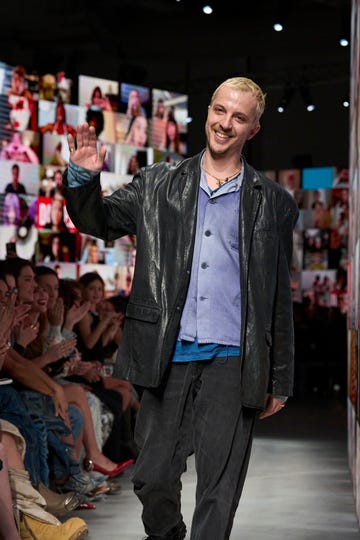 Fashion model walking on a runway during a show