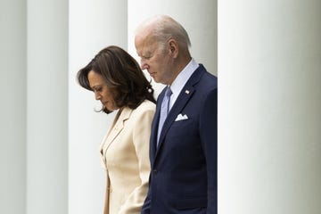 us president joe biden, right, and us vice president kamala harris arrive to a national small business week event in the rose garden of the white house in washington, dc, us, on monday, may 1, 2023 the white house said biden administration investments in america has led to 105 million applications to start small businesses in 2021 and 2022 photographer michael reynoldsepabloomberg via getty images