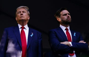 topshot former us president and republican presidential candidate donald trump l and us senator from ohio and republican vice presidential candidate jd vance attend a remembrance ceremony on the 23rd anniversary of the september 11 terror attack on the world trade center at ground zero, in new york city on september 11, 2024 photo by adam gray afp photo by adam grayafp via getty images