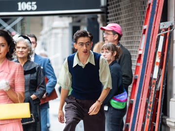 new york, ny september 30 timothée chalamet is seen filming on location for marty supreme on september 30, 2024 in new york city photo by metropolisbauer griffingc images