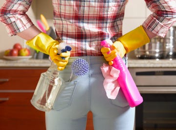 person preparing to spring clean at home