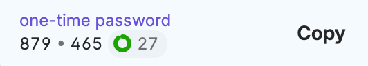Copying the one-time password from 1Password
