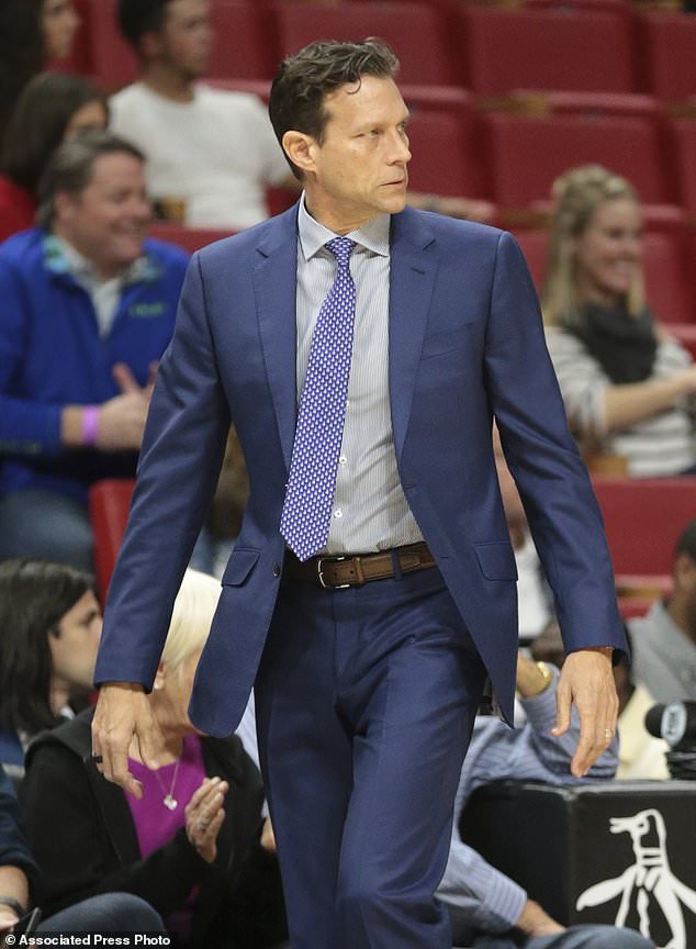 Utah Jazz head coach Quit Snyder reacts to action against the Miami Heat during the first half of an NBA basketball game, Sunday, Jan. 7, 2018, in Miami. (AP Photo/Joel Auerbach)