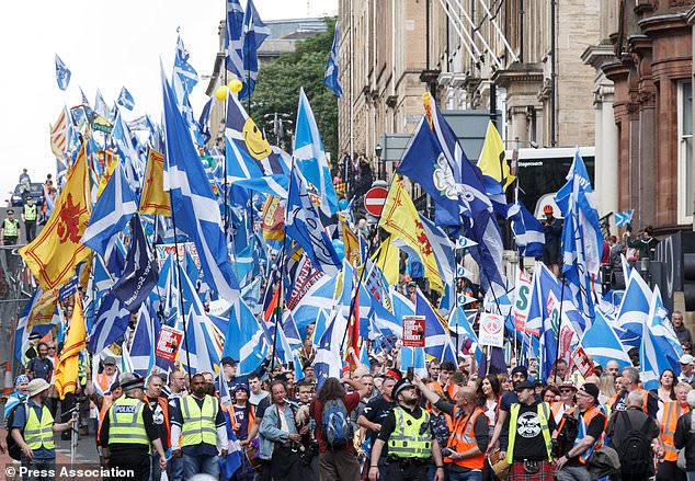 Independence supporters staged a massive march through Glasgow at the start of June (Robert Perry/PA)