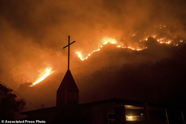  The blaze erupted as powerful Santa Ana winds swept the region, causing power outages