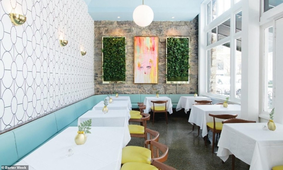 The dining room inside the Dwell Hotel in Chattanooga, Tennessee, where travellers can barter a deal for a room, which are usually around £200 per night. It is one of eight US properties taking part in Barter Week 