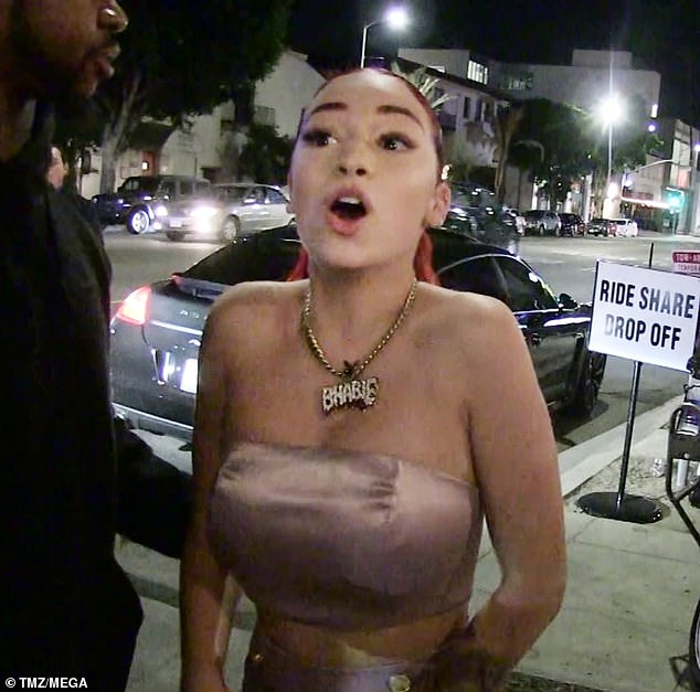 Riled up: The teenager was interviewed outside the Fashion Nova event, from which Iggy claimed she had her 'removed'