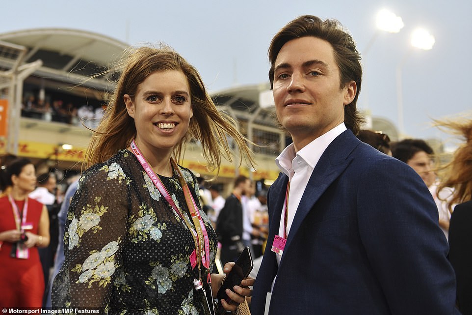 Princess Beatrice and Edoardo Mapelli Mozzi look relaxed as they are photographed during the Bahrain GP at Bahrain International Circuip