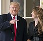 FILE - In this March 29, 2018 file photo, President Donald Trump points to outgoing White House Communications Director Hope Hicks on her last day before he boards Marine One on the South Lawn of the White House in Washington. The report of special counsel Robert Mueller shined a light on the much-discussed meeting of Donald Trump Jr., Jared Kushner and campaign officials with several people linked to Russia. When Kushner brought emails about that meeting to the White House, the president's communications director didn't sugarcoat her opinion: She told Donald Trump the emails were "really bad."  (AP Photo/Andrew Harnik)