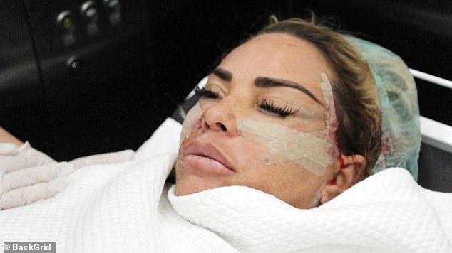 Advice: The former glamour model, 40, is apparently considering having work done on her 'turkey neck' after asking her surgeon what she should do next