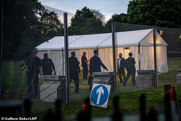 The grounds were heavily guarded as Secret Service officers saw guests out of the aprty