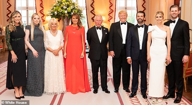 The White House shared an official photo of the President with his wife, his adult children, Prince Charles, and the Duchess of Cornwall after the event