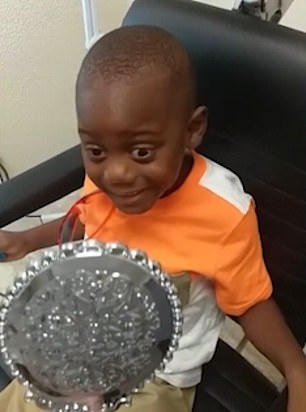 On July 2, 2019, the youngster finally gained a prosthetic painted to match his remaining eye - allowing him to 'look like a normal kid again'