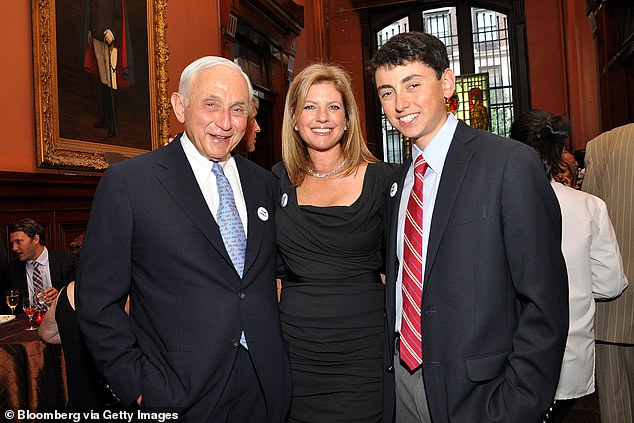 For two decades Epstein was personal wealth adviser to the clothing titan's long-term boss Leslie Wexner (left, with wife Abigail and son Harry)